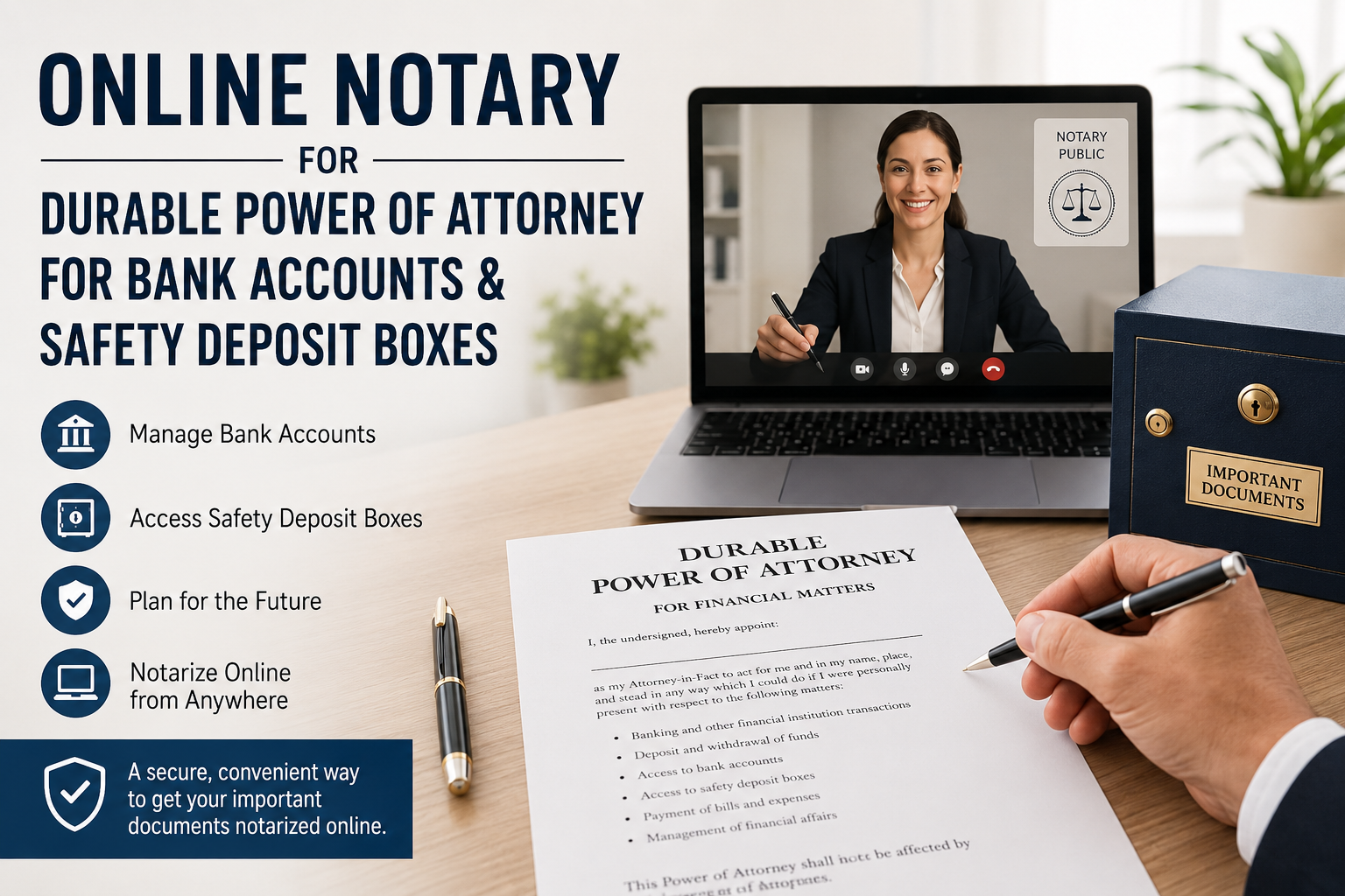 Online Notary for Durable Power of Attorney & Safety Deposit Boxes