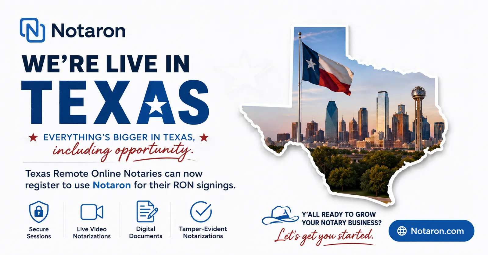 Texas, We’re Live: Notaron Is Now Open for Texas Remote Online Notaries Online